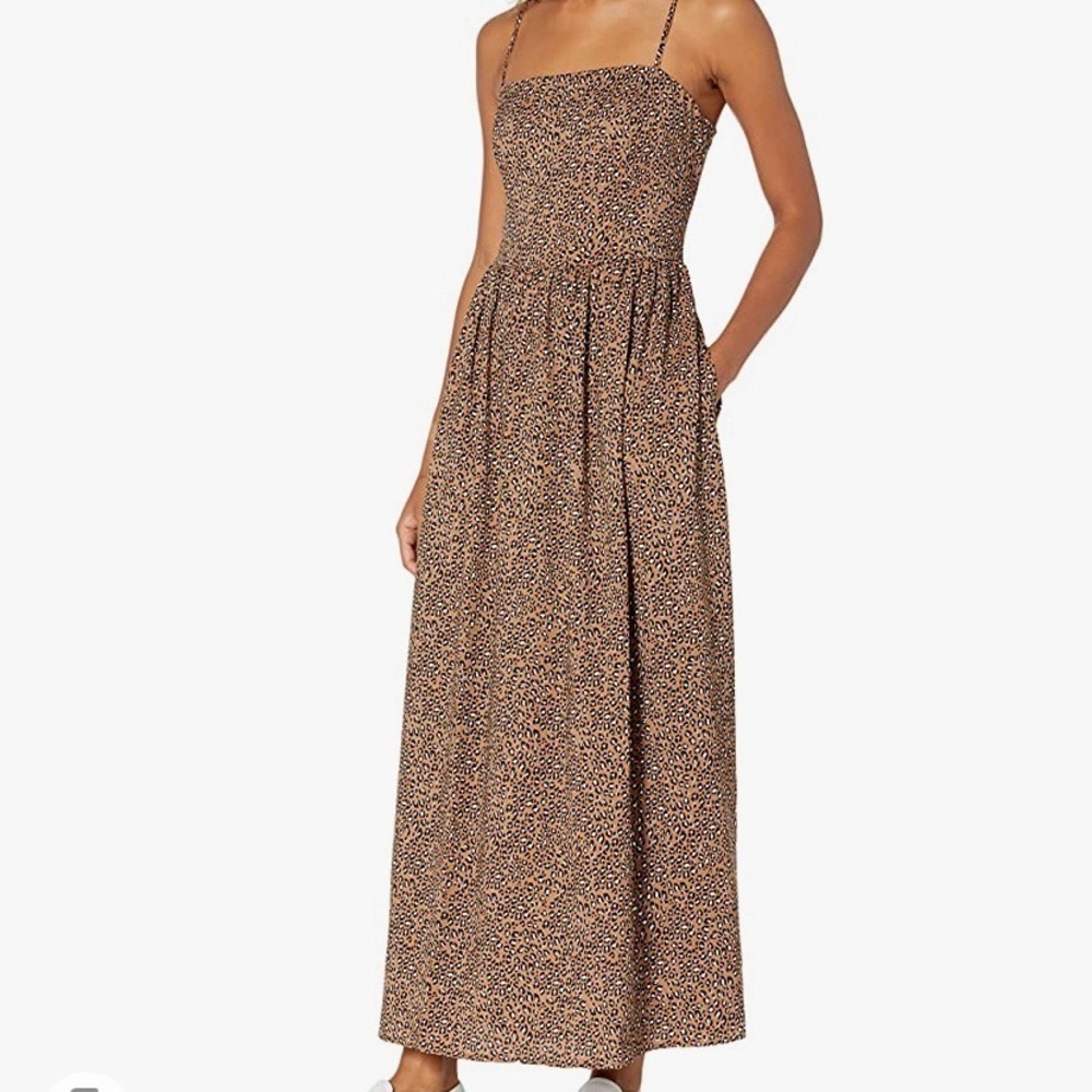 NEW Goodthreads Women's XS Georgette smock-back Cami Maxi Dress Animal print